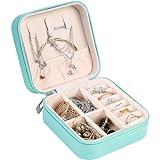 AiQInu Estuche Joyero Pequeño, Doble Capa Joyero de Viaje para Mujeres, Portátil Jewelry Organizer, Joyero Organizador de Viaje de Cuero PU para Anillos, Pendientes, Collar (Azul)