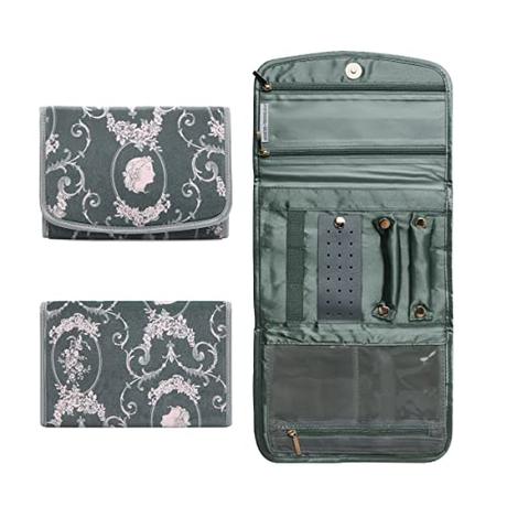 Dizdvizd Bolsa de Rollo de Joyería, Organizador de Joyas Terciopelo Estuche Joyas Bolsas Viaje para Collares, Pulseras, Pendientes, Anillos, Relojes