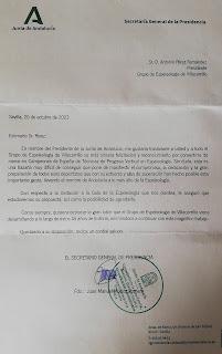 Recibimos carta de la Secretaría General de Presidencia de la Junta de Andalucía