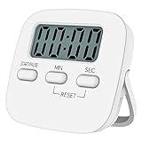 Jsdoin - Temporizador de Cocina con Pantalla LCD Grande, Temporizador de Cocina Digital con Alarma Fuerte (Blanco)