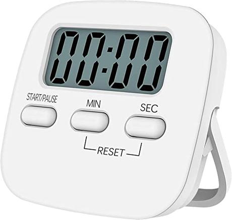 CREADY® Temporizador de Cocina con Pantalla LCD Grande, Temporizador de Cocina Digital con Alarma Fuerte (Blanco)