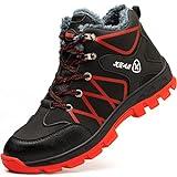SROTER Mujer Hombre Invierno Botas de Seguridad Trabajo Zapatillas con Puntera de Acero Impermeables Botas de Nieve Zapatos de Trabajo Entrenador Unisex Zapatillas de Senderismo Rojo 42 EU