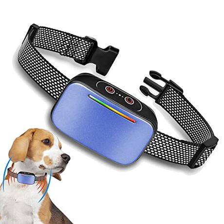 Prechkle Collar Automático Antiladridos para Perros, Módulo Inteligente de Detección de Ladridos, Resistente al Agua IP67, Sonido de Vibración Modo-E, 4 Niveles de Sensibilidad, Recargable - Azul