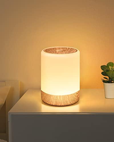 FOMYHEARD Lámpara de mesita de noche táctil regulable, 256 RGB cambio de color lámpara de mesa LED cálida, 2200mAh USB recargable, función de memoria luz nocturna para niños, para dormitorio salón