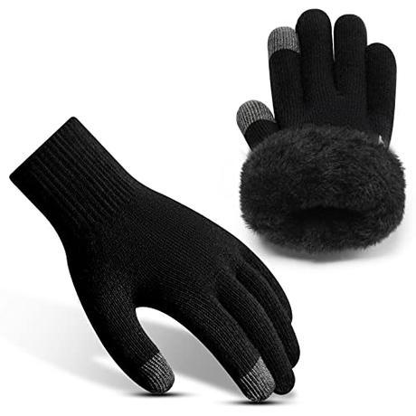 Rahhint Guantes Invierno Hombre Mujer - Guantes Termicos Lana la Conducción Diaria - Guantes Tactiles Antideslizantes Smartphone S/M/L/XL