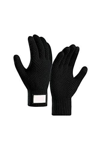 Guantes de invierno cálidos para hombres, guantes de pantalla táctil para smartphones, gruesos, deportivos, cálidos y suaves, lana textil y punto, guantes antideslizantes para camping, camping, regalo