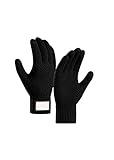 Guantes de invierno cálidos para hombres, guantes de pantalla táctil para smartphones, gruesos, deportivos, cálidos y suaves, lana textil y punto, guantes antideslizantes para camping, camping, regalo