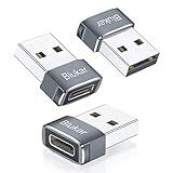 Blukar Adaptador USB C Hembra a USB Macho, [3-Pack] Convertidor Tipo C a USB A para Carga rápida y sincronización de Datos, Ideal para iPhone 12/12 Pro/11/X/XR, iPad Air 4/Pro, Galaxy S20