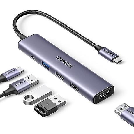 UGREEN Revodok Hub USB C HDMI 4K Adaptador USB C a USB 5 en 1 con 100W PD Carga Compatible con MacBook Pro Air M2 M1 iPad Pro Air iPhone 15 Plus Pro MAX XPS 17 Surface Pro Galaxy Tab S9 Ultra S23 S22