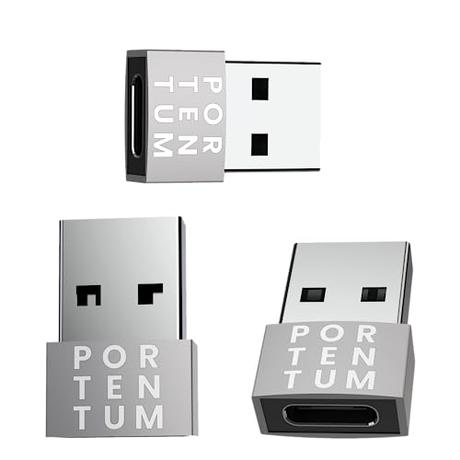 PORTENTUM Adaptador USB C Hembra a USB A Macho 2.0 Velocidad 480 MB Cuerpo Premium Zinc con Alta Resistencia al Calor - Adaptador USB a Tipo c de Solo 4 Gramos