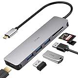 Hub USB C - 7 En 1 Adaptador USB C a HDMI 4K, 3 Puertos USB 3.0, SD/Micro SD Lector Tarjeta, USB C Hub Tipo C para MacBook Pro, Chromebook, XPS y Otros Dispositivos - Gris Espacial