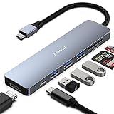 BENFEI HUB USB C 7 en 1, Adaptador Hub USB-C Multipuerto USB-C a HDMI, USB-C a Lector de Tarjetas SD/TF/3*USB 3.0/60W Power Delivery, Compatible para iPhone 15 Pro MAX MacBook Pro/Air 2023/22/21/20
