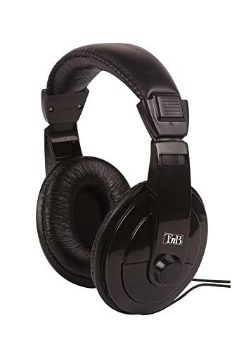 T'nB Auriculares Diadema HiFi - con Cable Extra Largo de 8 Metros y Control de Volumen, Ideales para la TV