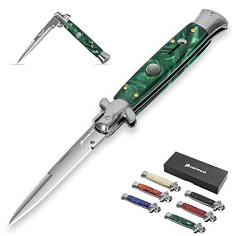 El Mejor 10 cuchillo supervivencia de 2024: La Elección de los Especialistas PoktWorld Navaja Plegable,Cuchillo Supervivencia con Mango de Madera,Acero 7Cr17 de Bolsillo Navaja,Navaja Caza para Acampar, Picnic,Caza (Resina Verde)