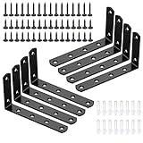 KOSHIFU 8 Piezas Escuadras para Estanterias Soportes para Estantes Pesados en Forma de L Escuadras Metalicas Negro Soporte Estanteria Pared Acero Inoxidable Soporte de Esquina 90 Grados 125 * 75mm