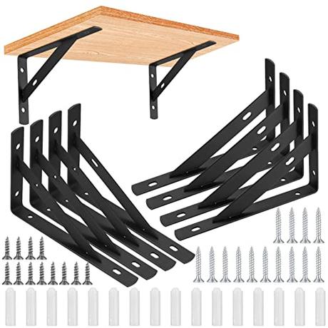 8 Piezas Soportes para Estantes de Pared, Escuadra para Estanterías, Soportes Estantes Triangulares de 90 Grados Angular de Montaje en Pared Pesados para Cocina Libros Estante, 150x95 mm