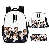 BTS - Mochila escolar para estudiantes con bolsa de hombro, estuche para lápices con impresión 3D para niños, f, 11.8*5.9*15.7 inches