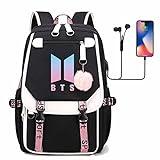 mochila de gran capacidad, cuenta con interruptores de interfaz USB y cable de audio, mochilas portátiles BTS y mochila casual de moda,Mochila de moda de gran capacidad