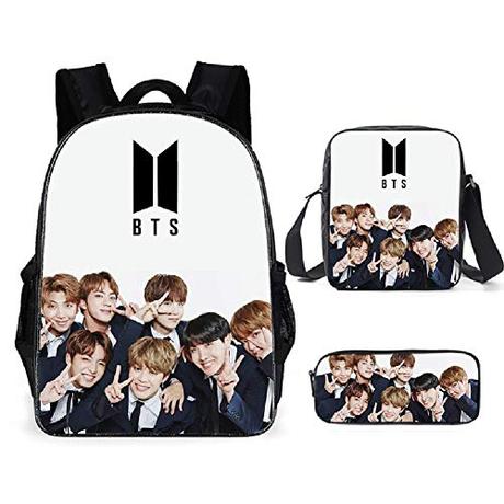 BTS - Mochila escolar para estudiantes con bolsa de hombro, estuche para lápices con impresión 3D para niños, f, 11.8*5.9*15.7 inches