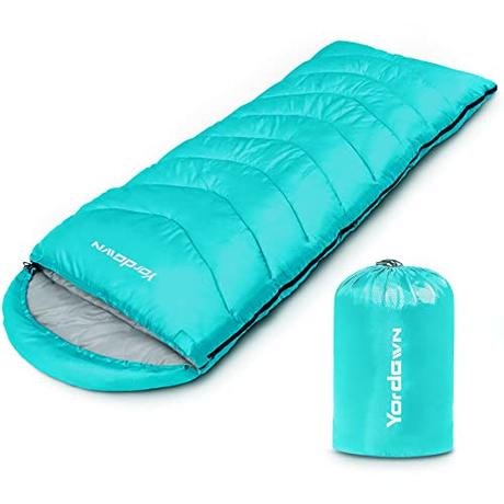 Yordawn Saco de Dormir Adulto Niños Ultraligero y Compacto, Saco Dormir Ligero Camping 4 Estaciones Sacos de Dormir Invierno Verano, Sleeping Bag Impermeable para Viajes Senderismo, Cielo Azul