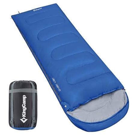 KingCamp Serie Oasis Saco de Dormir con cabecero para Adultos, Ligero, para 3 Estaciones del año, 220 x 75 cm, Azul