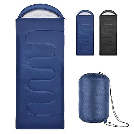Saco de Dormir, Saco de Dormir Ultraligero para una Sola Persona de 4 Estaciones para Adultos y Niños, Saco de Dormir Cálido e Impermeable, Elementos Esenciales - 220 x 80 CM (Azul)