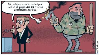 La derecha quema las calles. Una semana de protestas en Ferraz (muchas de ellas, violentas), contra la amnistía del PSOE.