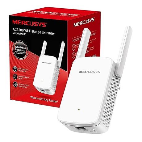 MERCUSYS - ME30 AC1200 Repetidor wifi, 5 GHz & 2.4 GHz, 2 Antenas Externas, 10/100Mbps Puerto, WPS Botón, Play y Plug, Indicador LED de Señal, Fácil Configuración