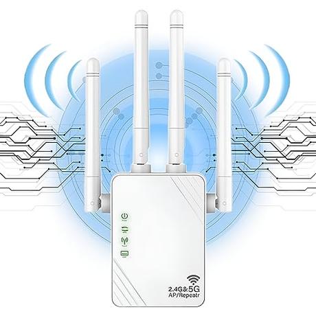 Repetidor WiFi,1200mbps Amplificador WiFi Banda Dual 5GHz / 2.4GHz Extensor WiFi,WiFi Booster Compatible repetidor de Modo/Ap/Routers