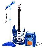 Rock Guitarra con Cuerdas de Acero, Amplificadores, Soporte Ajustable y Micrófono - Guitarra Rock para Niños - Guitarra Infantil - Rock Guitarra - Guitarra para Juguetes Instrumento Musical Infantil