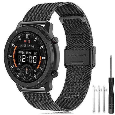 Correa para Amazfit Stratos Pulsera, 22mm Malla de Acero Inoxidable Banda Pulsera para Amazfit GTR 47m, Amazfit GTR 2, GTR 2e, Amazfit GTR 3, Amazfit GTR 4, Amazfit Pace, Amazfit Stratos 2 2S 3