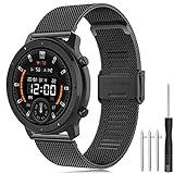 Correa para Amazfit Stratos Pulsera, 22mm Malla de Acero Inoxidable Banda Pulsera para Amazfit GTR 47m, Amazfit GTR 2, GTR 2e, Amazfit GTR 3, Amazfit GTR 4, Amazfit Pace, Amazfit Stratos 2 2S 3
