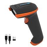 Tera Lector de Código de Barras Portátil Inalámbrico 1D Láser Inalámbrico y con Cable USB Indicador de Nivel de Batería Extra Grande de 2000mAh, Modelo 5100, Naranja/Negro