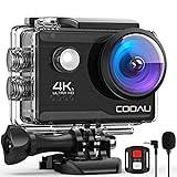 COOAU Camara Deportiva 4K30FPS 20MP WiFi con Micrófono Externo, Gran Angular 170 °, Camara Acuatica Sumergible 40M Impermeable Videocámara de Casco con Control Remoto, 2×1200mAh Baterías, Accesorios