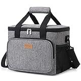 Lifewit 15L Bolsa de Enfriamiento,Bolsa Isotermica de Almuerzo Nevera para Alimentos Frutas Porta de Comida con Forro Plástico Aislamiento Térmico,Genial para Playa,Picnic,Camping,Barbacoa,Gris