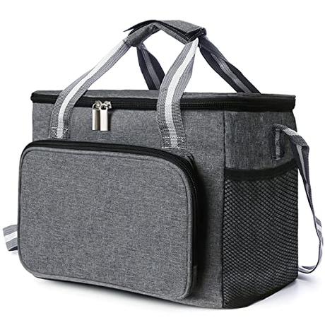 Bolsa Térmica Porta Alimentos 15L, Bolsa Comida Trabajo, Nevera Pequeña Portatil para Camping, Playa, Oficina, Escuela, Gris