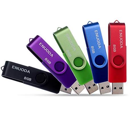 ENUODA Memorias USB 5 Piezas 8GB USB 2.0 Stick Flash Drive Pendrive Pivote Giratoria Plegable Diseño de Cierre (5 Colores Mezclados: Azul Negro Rojo Verde Violeta)