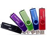 ENUODA Memorias USB 5 Piezas 8GB USB 2.0 Stick Flash Drive Pendrive Pivote Giratoria Plegable Diseño de Cierre (5 Colores Mezclados: Azul Negro Rojo Verde Violeta)