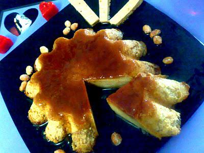 Flan de turrón de cacahuetes