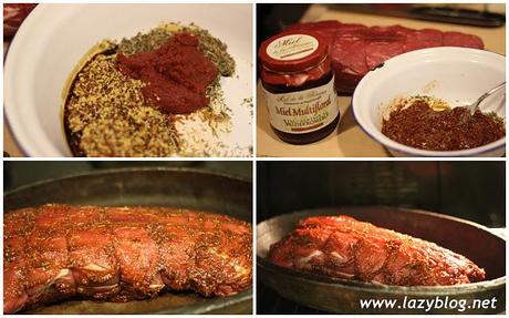 Espaldilla de ternera al horno con miel y mostaza. Asado para nochevieja