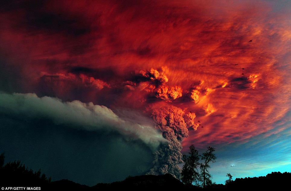 EXPLOSIVE IMAGE: A cloud of ash billows from Puyehue volcano near Osorno in southern Chile on June 5