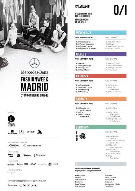 Calendario para la Mercedes-Benz Madrid Fashion Week