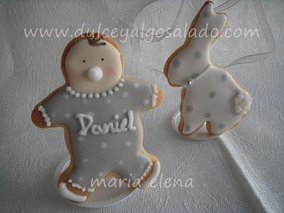galletas decoradas bebe...gris-blanco II y Sorteo!!!!