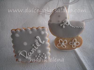 galletas decoradas bebe...gris-blanco II y Sorteo!!!!
