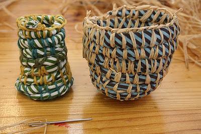 Floreros con tejidos