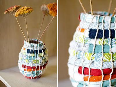 Floreros con tejidos