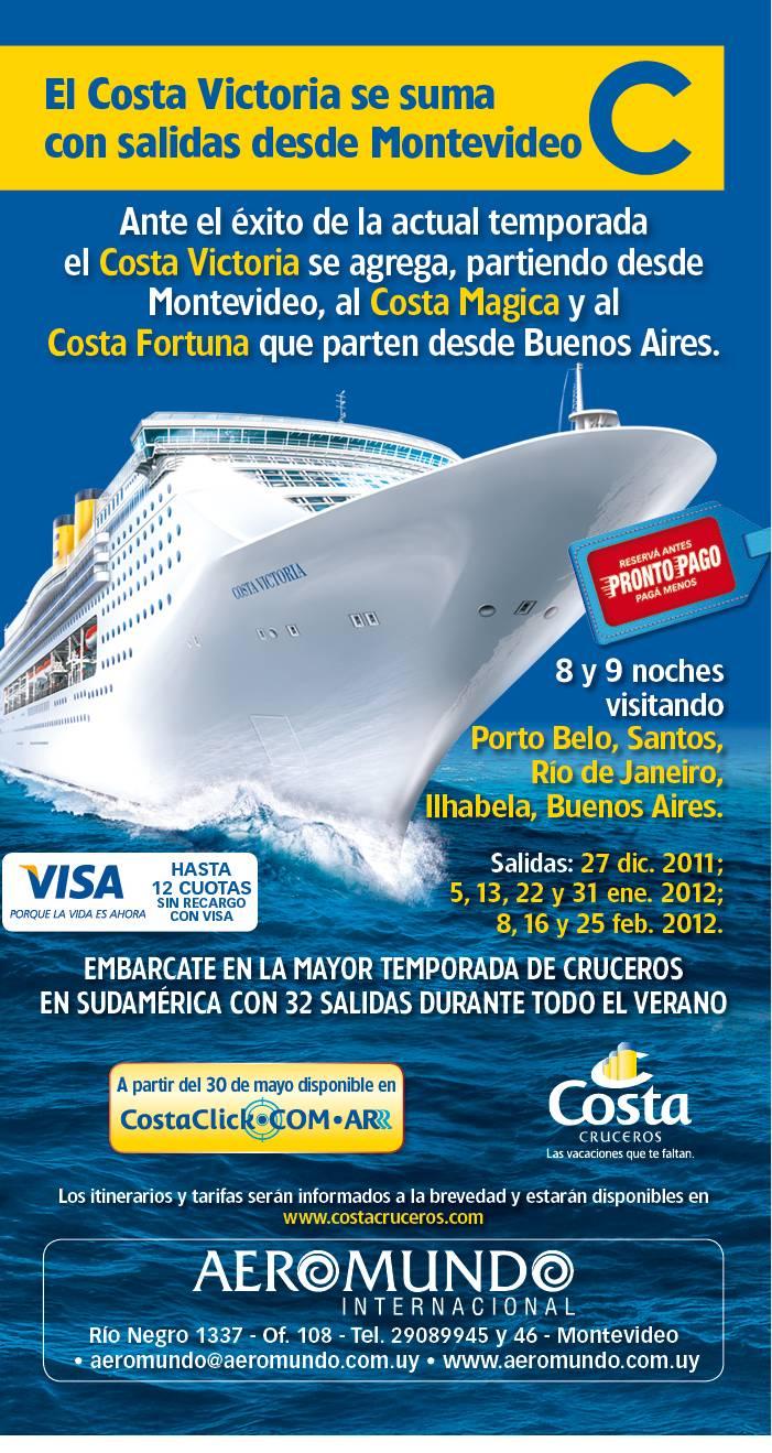 Bienvenida a Montevideo  del  Crucero Costa Victoria