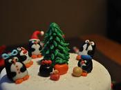 Tarta navidad familia pinguino...