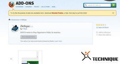 DeSOPA: Una extensión de Firefox para burlar los bloqueos que pretenden Sinde y SOPA