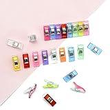 50 Clips de costura de plástico ABS y acero inoxidable, Pinzas Pequeñas para tela, encuadernación y manualidades.